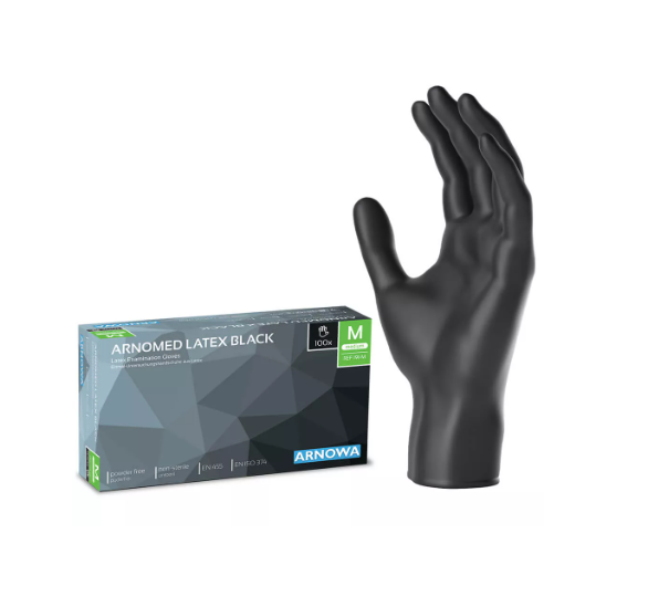 ARNOMED Latex Handschuhe black Gr. S - puderfrei - VE= 100 Stück